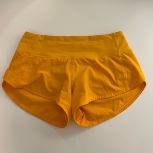 Lulu lemon speed up shorts 2.5 in orange/yellow